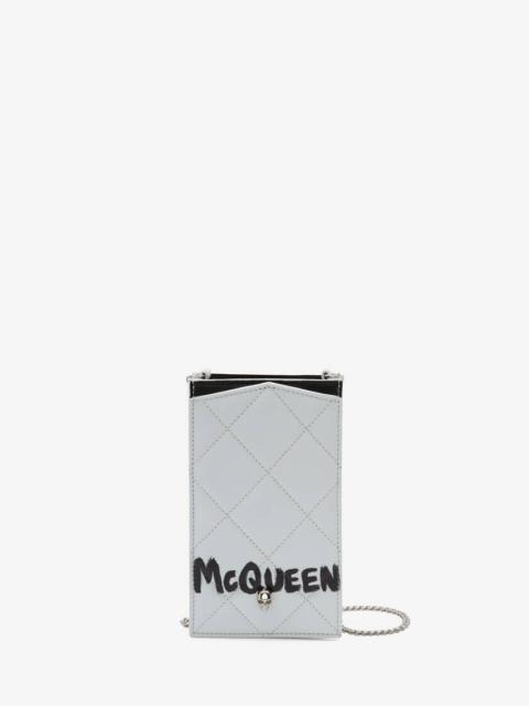 Alexander McQueen Mcqueen Graffiti Phone Case With Chain in White/black