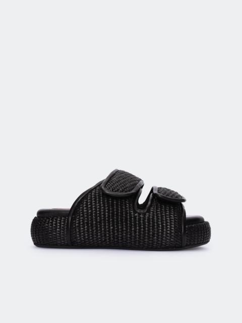 SIMONMILLER Raffia Cro Slide in Black Raffia