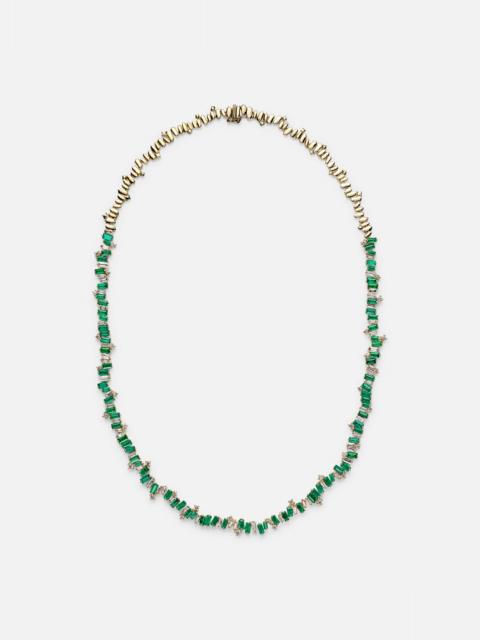 SUZANNE KALAN Bold Burst 18kt gold tennis necklace with emeralds and diamonds