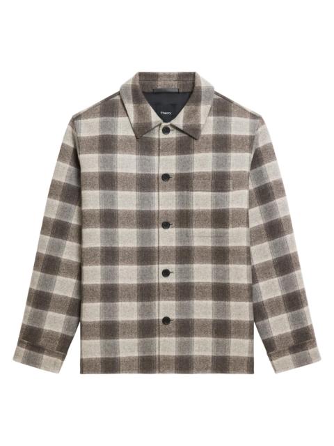 Theory Men's Check Double-Face Wool-Cashmere Overshirt - Feather Multi