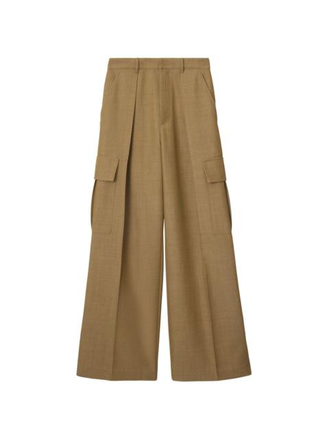 wide-leg wool cargo trousers