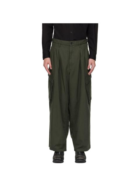 Yohji Yamamoto Khaki BS Herringbone 12Tuck Cargo Pants
