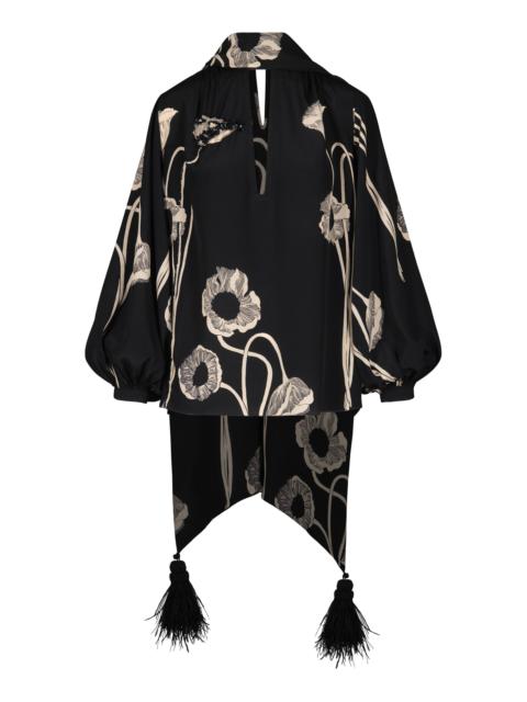 Johanna Ortiz Papaver Somniferum Scarf-Neck Silk-Blend Top black