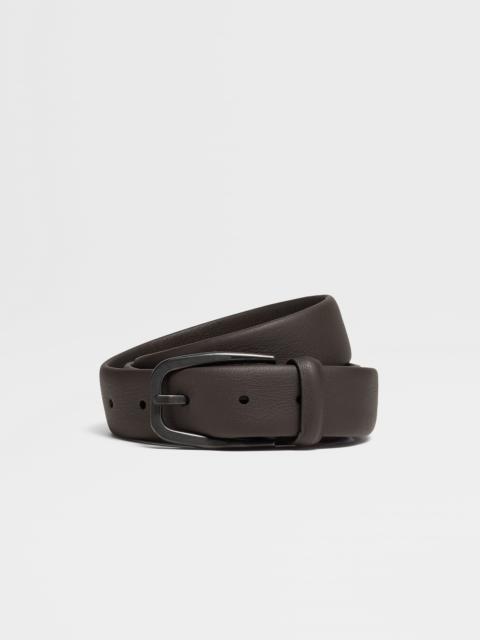 ZEGNA DARK BROWN LEATHER BELT