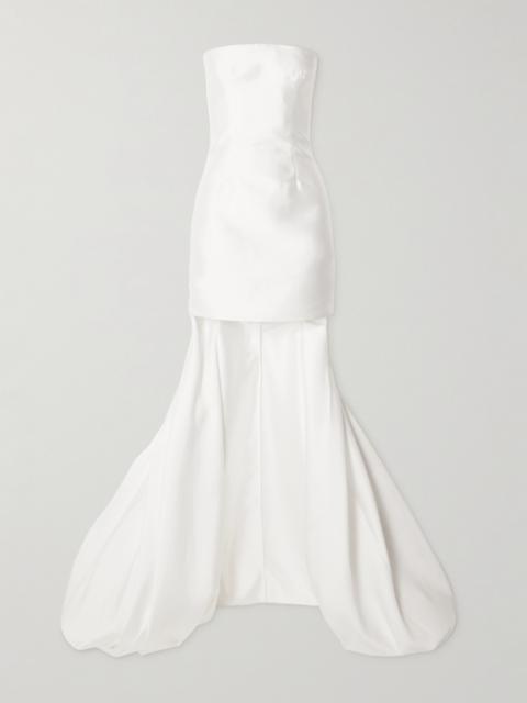 SOLACE LONDON Neva Strapless Satin-twill Gown