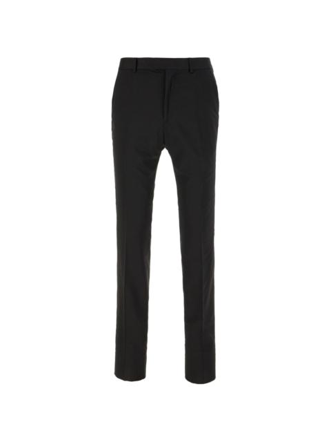 pressed-crease tapered trousers