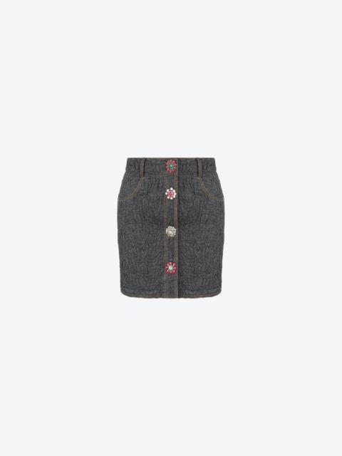 JEWEL BUTTONS BLACK DENIM MINISKIRT