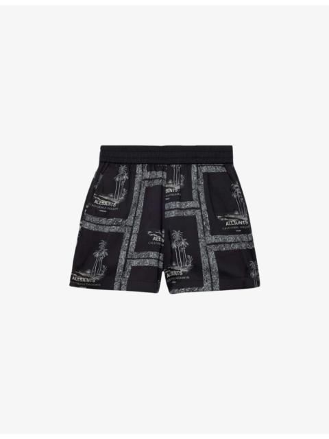 ALLSAINTS Lettie Elasticated-Waist Graphic-Print Woven Shorts