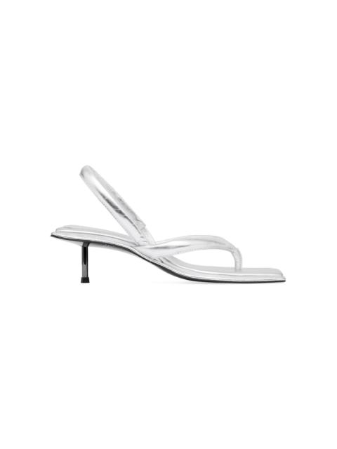 ST. AGNI Leather Slingback Thong Sandals silver