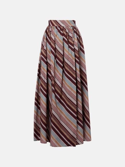 ADRIANA DEGREAS Striped cotton-blend maxi skirt