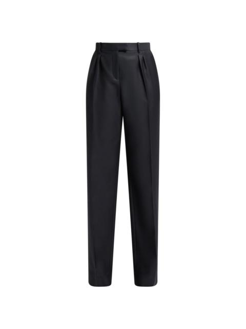 wool-silk twill tailored pleated trousers