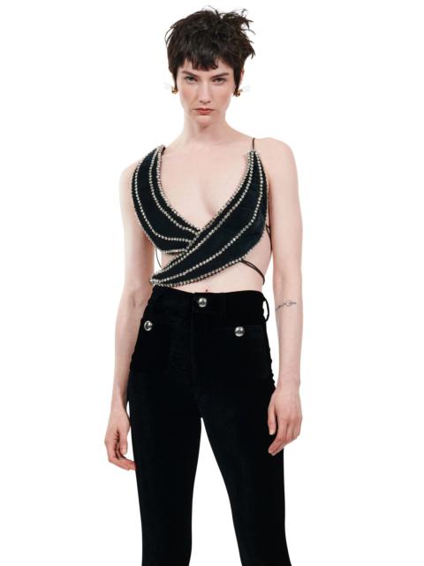 AREA VELVET CRYSTAL TRIM BANANA TOP