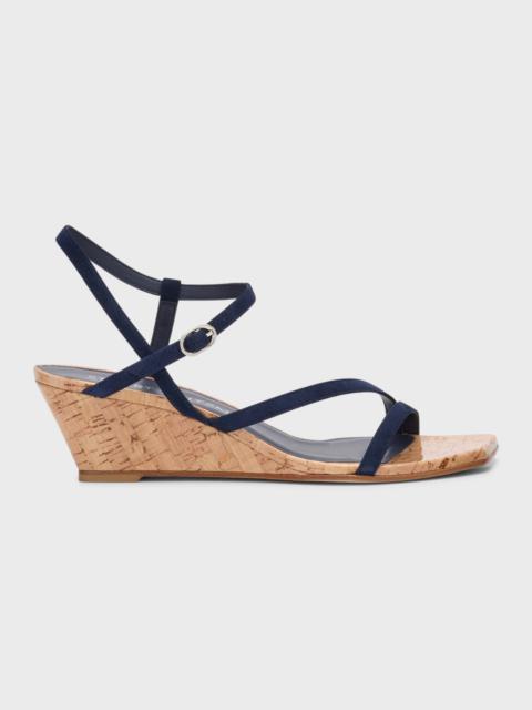 Stuart Weitzman Oasis Suede Ankle-Strap Wedge Sandals