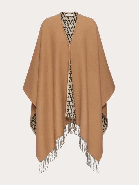 Valentino DOUBLE TOILE ICONOGRAPHE PONCHO IN WOOL, SILK AND CASHMERE