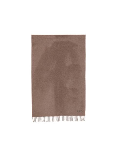 A.P.C. logo-embroidered fringed scarf