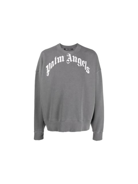 Palm Angels Palm Angels Curved Logo Crewneck Dark Grey/White (SS22)