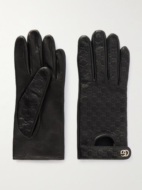 GUCCI Debossed Leather Gloves
