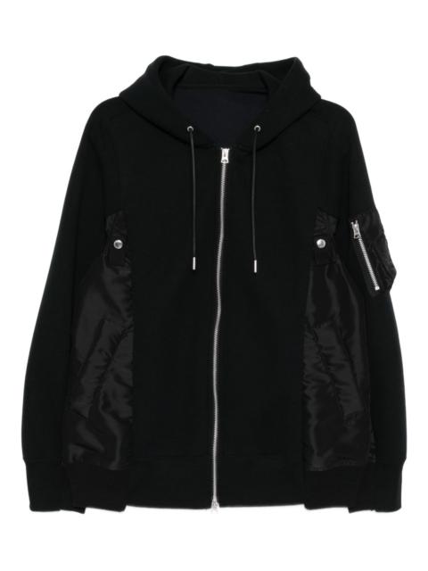sacai drawstring hood bomber jacket