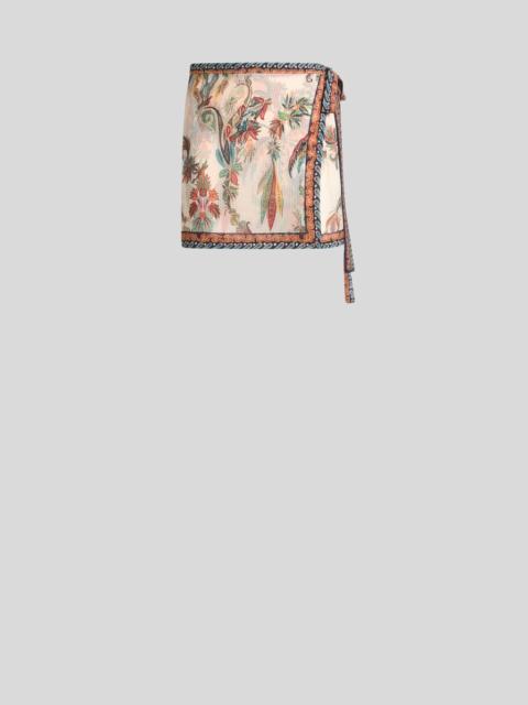 Etro SEERSUCKER COVER-UP MINI SKIRT WITH PAISLEY FOLIAGE MOTIF