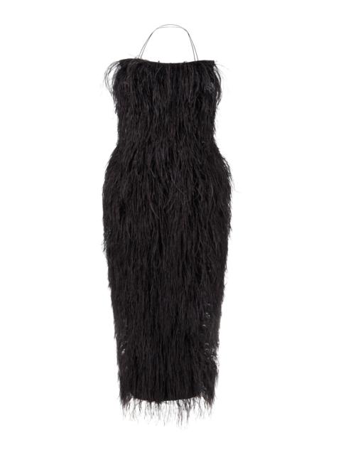 FFORME Raven Feather Embroidered Gown black