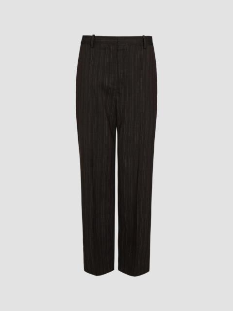 TWP Women's Roberts Pinstriped Wool-Blend Straight-Leg Pants - Dark Chocolate
