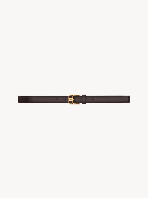 SAINT LAURENT CASSANDRE DOUBLE-BUCKLE THIN BELT IN SMOOTH LEATHER