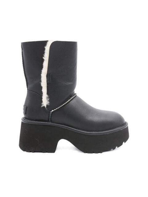 UGG platform fur-trim leather boots