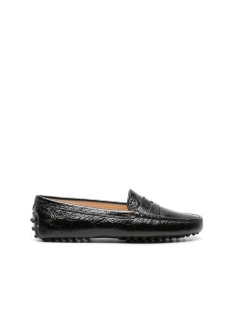 crinkled-leather penny loafers