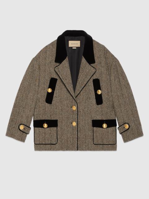 GUCCI Wool herringbone coat