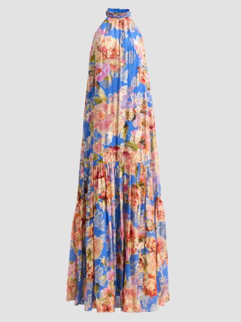 HEMANT & NANDITA Women's Floral A-Line Maxi Dress - Blue