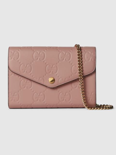 GG leather chain wallet