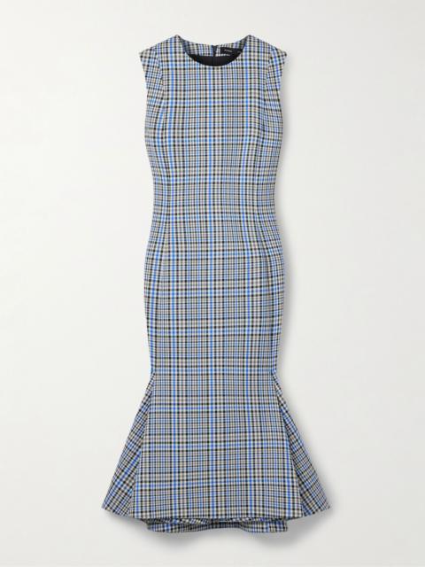 Bruna checked twill dress Blue