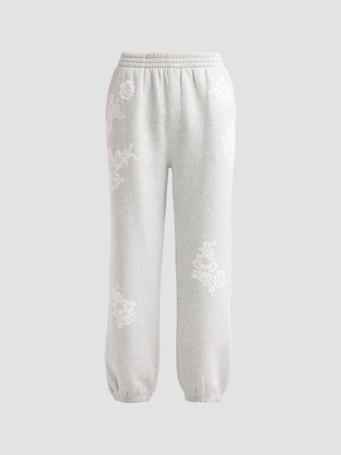 LoveShackFancy Women's Lilia Lace Appliqué Sweatpants - Silver Fog