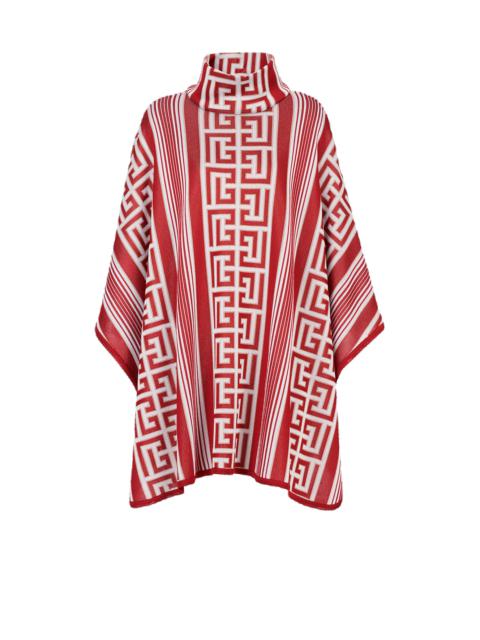 Balmain Knit eco-designed poncho with Balmain monogram