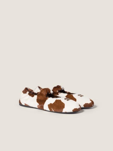 Miu Miu Ruches printed leather ballerinas