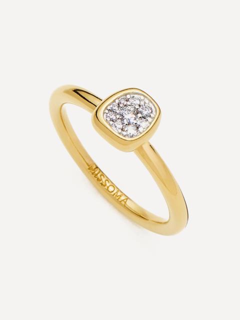 MISSOMA 18ct Gold-Plated Molten Soft Square Pavé Ring