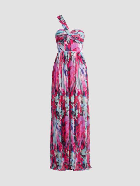 Dress The Population Women's Idalia Floral One-Shoulder Gown - Bright Fuchsia Multi