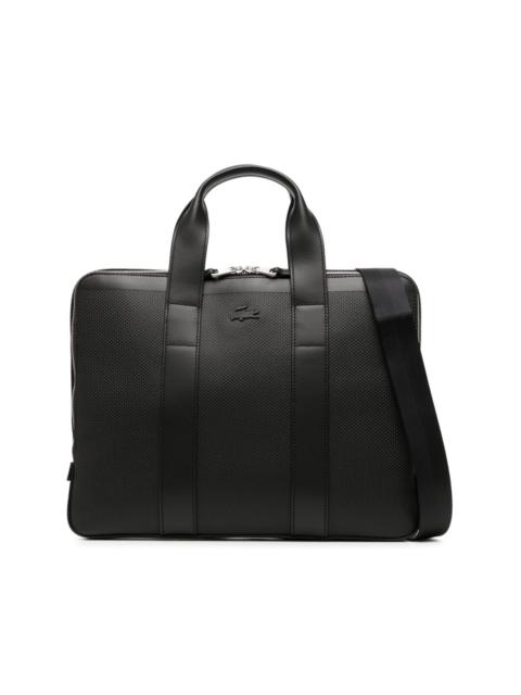 LACOSTE Chantaco logo-embossed leather laptop bag
