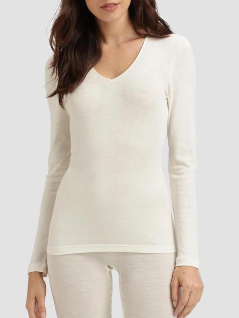 HANRO Women's Woolen Silk Long-Sleeve Shirt - White