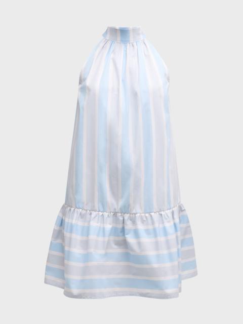 STAUD Mini Marlowe Stretch Cotton Stripe Dress
