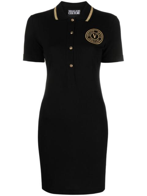 VERSACE JEANS COUTURE V-Emblem cotton polo minidress