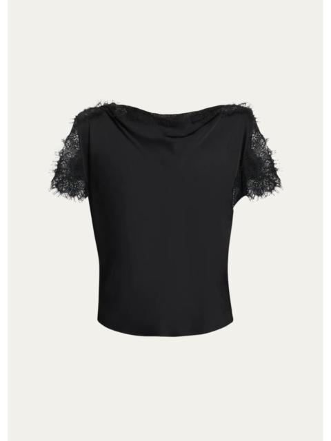 A.L.C. Luna Lace-Trim Satin Top