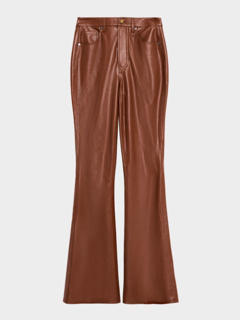 VERONICA BEARD Beverly High-Rise Skinny Flare Vegan Leather Jeans