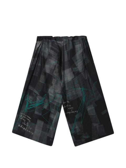 Y's graphic-print wide-leg trousers