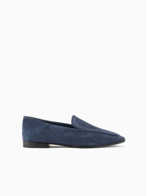 EMPORIO ARMANI Icon velour-leather loafers