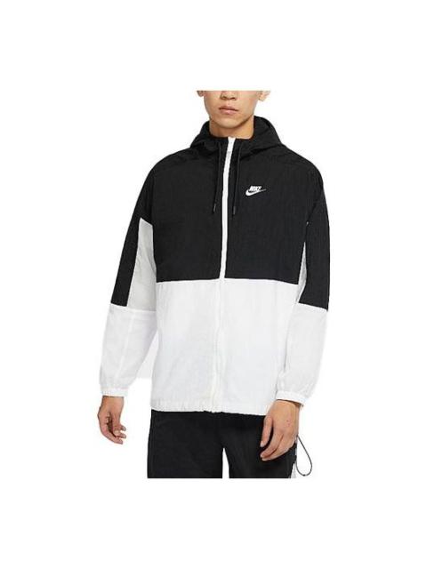 Nike 남자 나이키 캐주얼 스포츠 방풍 후드 짠 가을 색 블록 재킷 DO0776-010