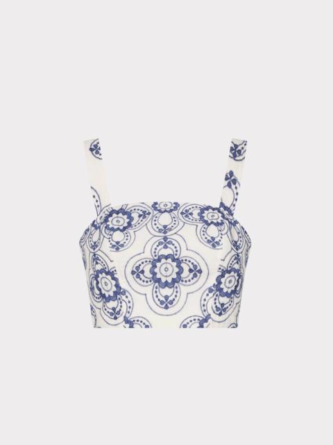 MILLY Rose Embroidered Crop Top