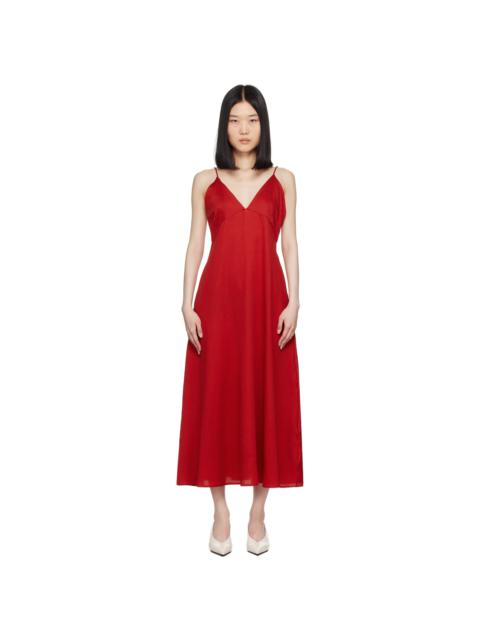 LESET Red Yoko V Midi Dress