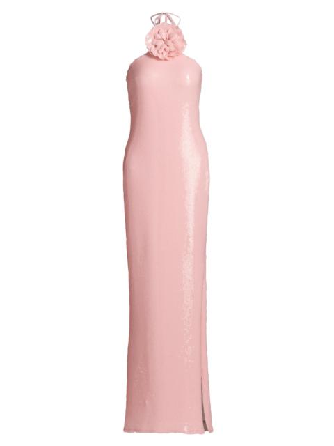 RODARTE Women's Sequined Floral Halter Cocktail Dress - Pink