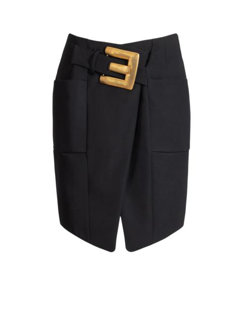 Balmain Belted grain de poudre skirt